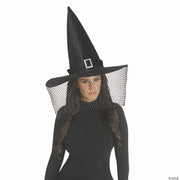 adults-black-polyester-witch-hat-with-bling-buckle-and-netted-veil-costume-accessory