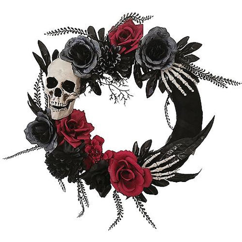 18-Inch Skull, Hands & Roses Wreath