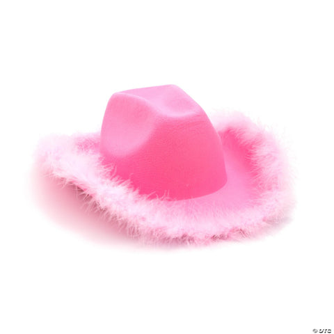 Pink Cowgirl Hats with Fuzzy Trim