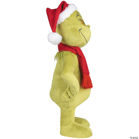 19" Holiday Greeter Stuffed Grinch with Light-Up Heart Christmas Decoration | Horror-Shop.com