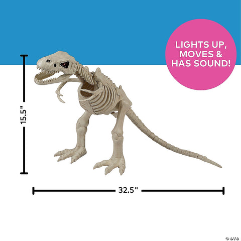 15 1/2" Animated Light-Up Tyrannosaurus Rex Skeleton Halloween Decoration | Horror-Shop.com