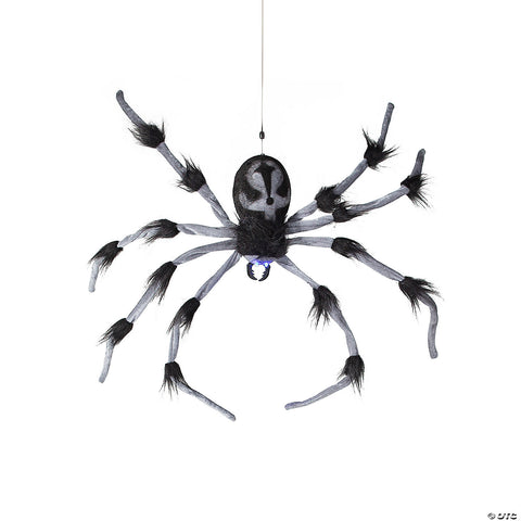 31 1/2" Gray and Black Hairy Floating Spider Hanging Halloween Decoration | Horror-Shop.com