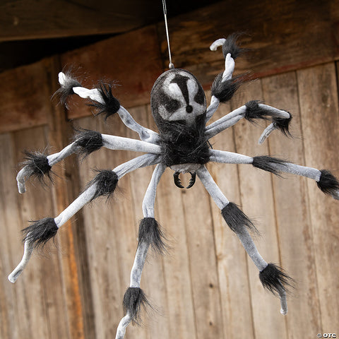 31 1/2" Gray and Black Hairy Floating Spider Hanging Halloween Decoration | Horror-Shop.com