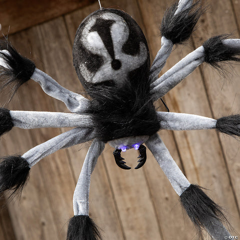 31 1/2" Gray and Black Hairy Floating Spider Hanging Halloween Decoration | Horror-Shop.com