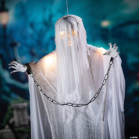 25 1/2" x 5 Ft. Animated Hanging White Grim Reaper Halloween Decoration with Lights & Sound | Horror-Shop.com