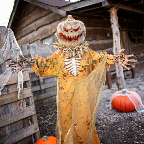 5 1/2 Ft. Standing Pop Up Head Pumpkin Man Halloween Decoration | Horror-Shop.com