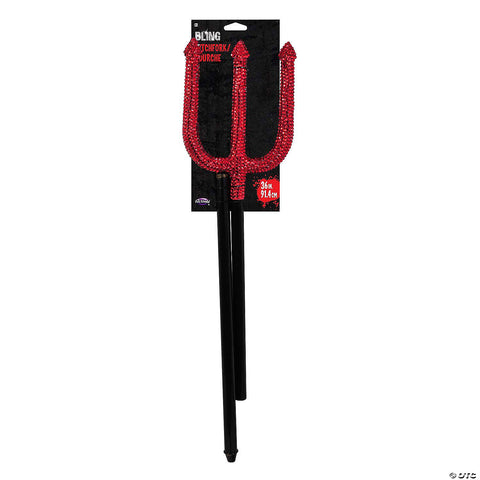 36" Bling Pitchfork with Red Rhinestones Costume Accessory
