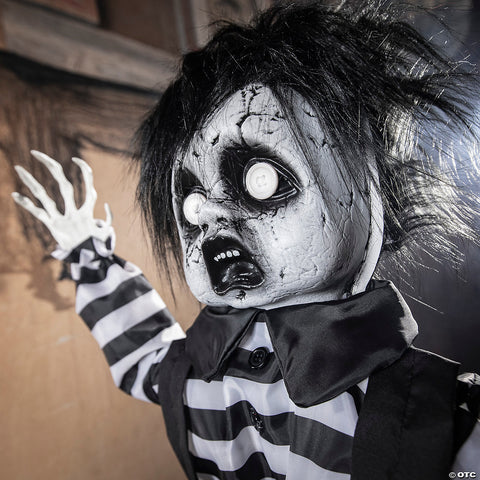2 Ft. Standing Animated Black & White Leather Shoes Boy | Horror-Shop.com