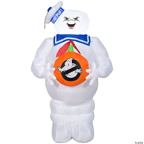 42" Airblown® Blowup Inflatable Ghostbusters Stay Puft Marshmallow Man with Jack-O-Lantern Halloween Outdoor Yard Decoration