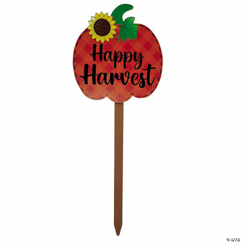 43" Happy Harvest Pumpkin-Shaped Wood Yard Sign