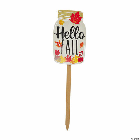 43" Hello Fall Jar-Shaped Harvest Yard Sign