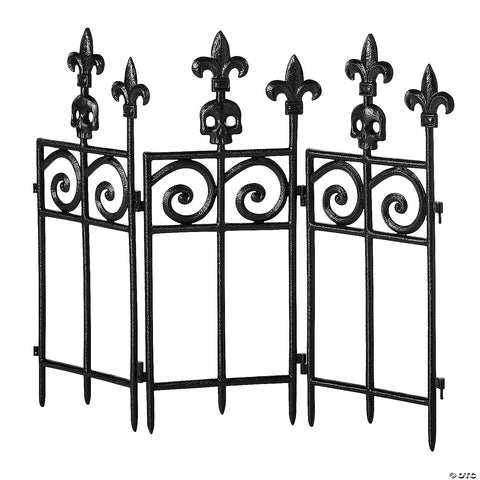 45" Black Plastic Fence with Scroll Work Halloween Decoration | Horror-Shop.com