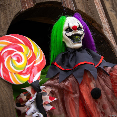 53 1/4" Animated & Light-Up Clown Hanging Halloween Decoration | Horror-Shop.com
