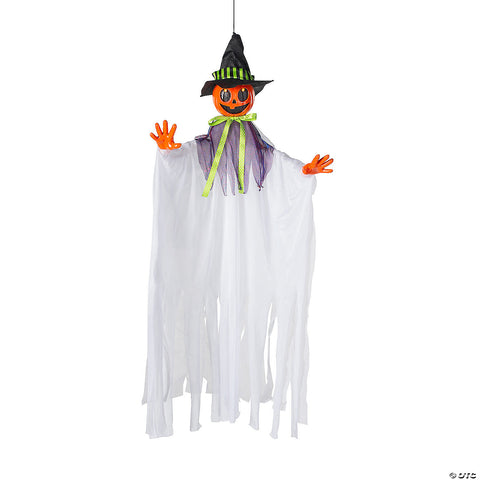 47 1/4" Animated Smiling Pumpkin Scarecrow Hanging Halloween Decoration | Horror-Shop.com