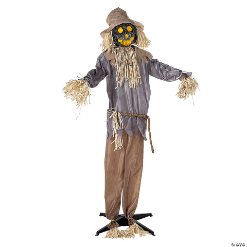 5 Ft. 6" Standing Animated Ghoulish Pumpkin Scarecrow Halloween Decoration | Horror-Shop.com