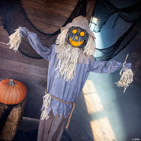 5 Ft. 6" Standing Animated Ghoulish Pumpkin Scarecrow Halloween Decoration | Horror-Shop.com