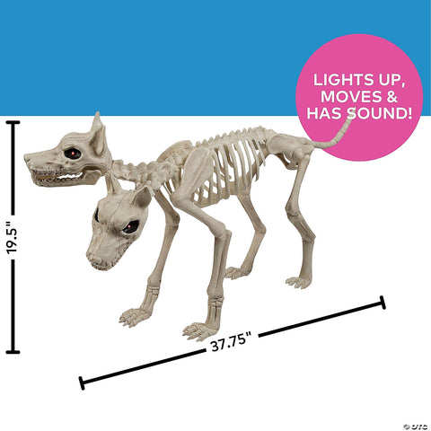 37 3/4" Animated Two-Headed Doberman Dog Skeleton Halloween Decoration | Horror-Shop.com