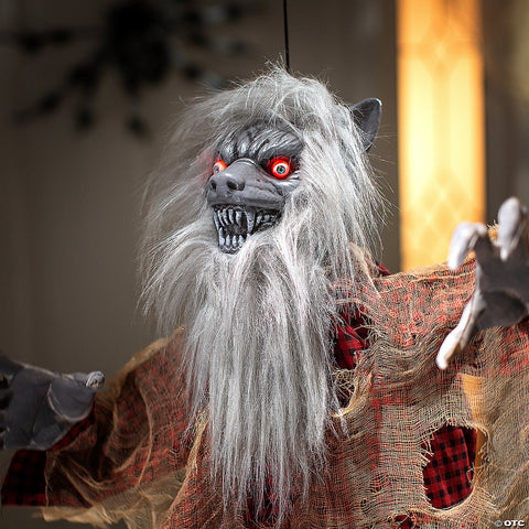 31 1/2" x 47 1/4" Hanging Animated Tattered Werewolf Halloween Decoration | Horror-Shop.com
