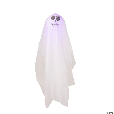64 3/4" White Light-Up Smiling Ghost Hanging Halloween Decoration | Horror-Shop.com