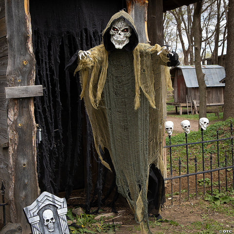 35 1/4" x 6 Ft. Animated Hanging Grim Reaper Plastic Halloween Decoration | Horror-Shop.com