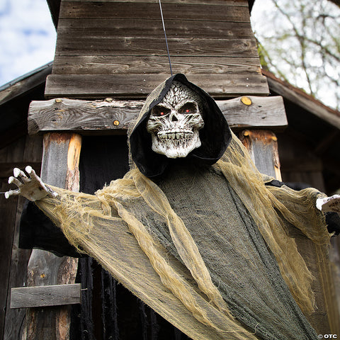 35 1/4" x 6 Ft. Animated Hanging Grim Reaper Plastic Halloween Decoration | Horror-Shop.com