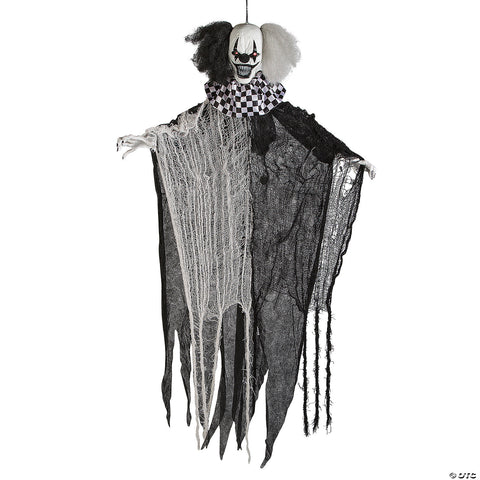 4 Ft. Hanging Animated Black & White Clown Halloween Decoration | Horror-Shop.com