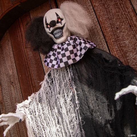 4 Ft. Hanging Animated Black & White Clown Halloween Decoration | Horror-Shop.com