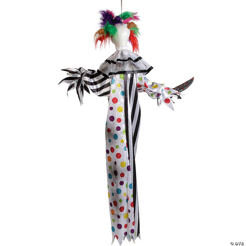 4 Ft. Hanging Animated Clown with Multicolored Hair Halloween Decoration | Horror-Shop.com