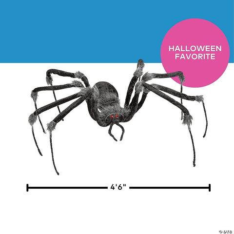 55" Poseable Hairy Joints Black Wolf Spider Halloween Decoration | Horror-Shop.com