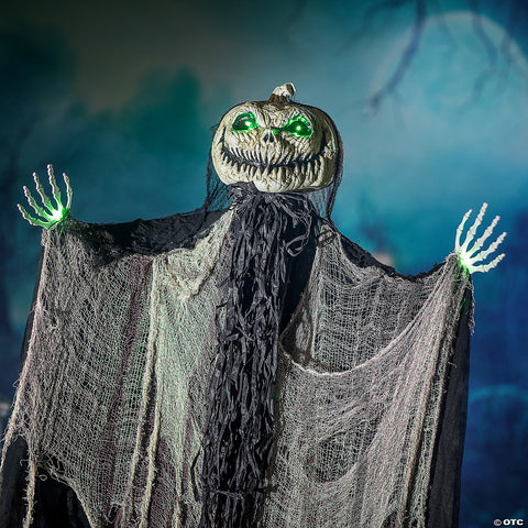 5 Ft. 6” Green Light-Up Standing Pumpkin Man Halloween Decoration | Horror-Shop.com