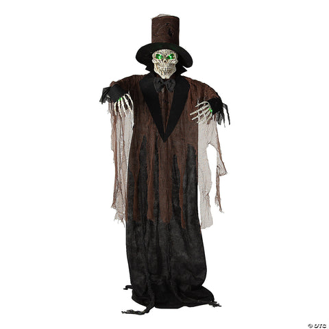 66" Light-Up Standing Black Skeleton Halloween Decoration | Horror-Shop.com