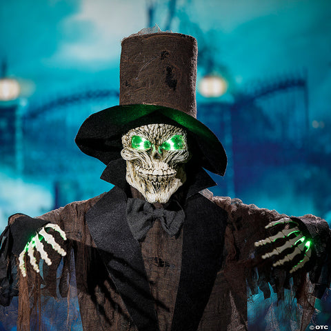 66" Light-Up Standing Black Skeleton Halloween Decoration | Horror-Shop.com