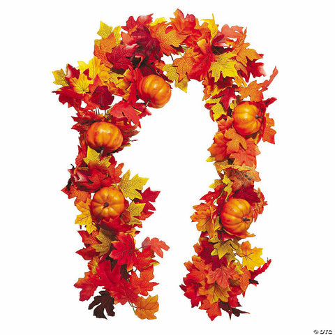 6 Ft. Fall Leaves & Orange Pumpkins Autumn Garland