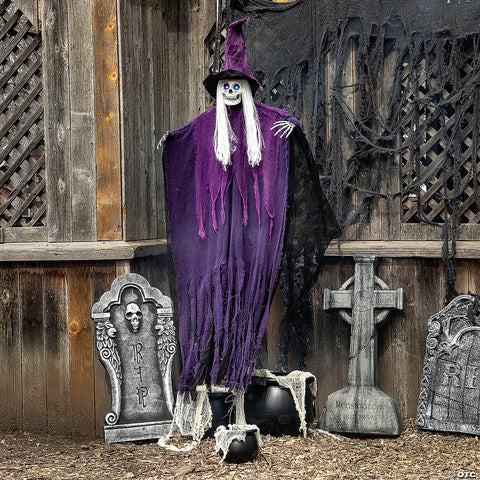 6 Ft. Light-Up Eyes Skeletal Witch Halloween Hanging Decoration