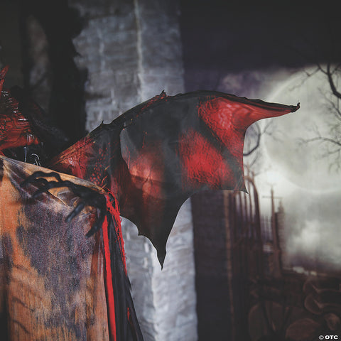6 Ft. Standing Animated Black & Red Dragon Man Halloween Decoration | Horror-Shop.com