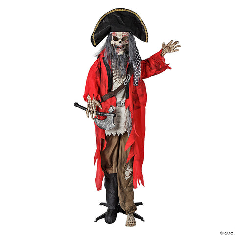 6 Ft. Standing Animated Plastic Skeleton Pirate Halloween Decoration | Horror-Shop.com
