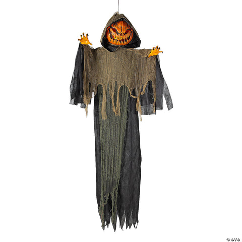 7 Ft. Light-Up Hanging Big Pumpkin Head Halloween Decoration | Horror-Shop.com
