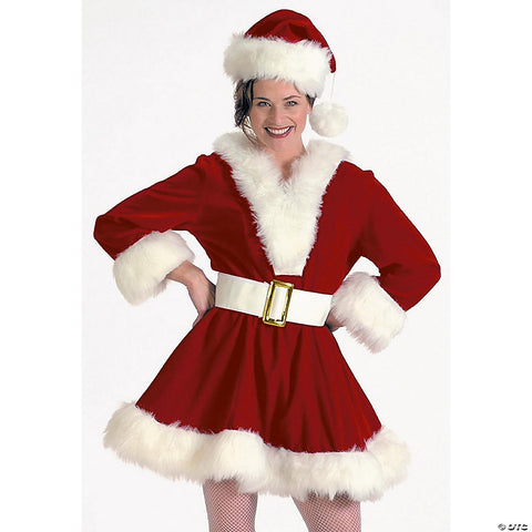 Adult Women’s Burgundy Velvet Perky Pixie Mrs. Clause Dress Costume - XS | Horror-Shop.com
