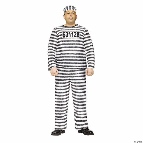 Adults Black & White Polyester Jailbird Costume - Plus Size