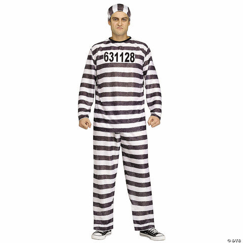 Adults Black & White Polyester Jailbird Costume