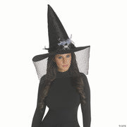 adults-black-poiyester-witch-hat-with-feathers-spider-bling-net-veil-costume-accessory