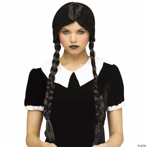 Adults Classic Braids with Bangs Black Wig - One Size