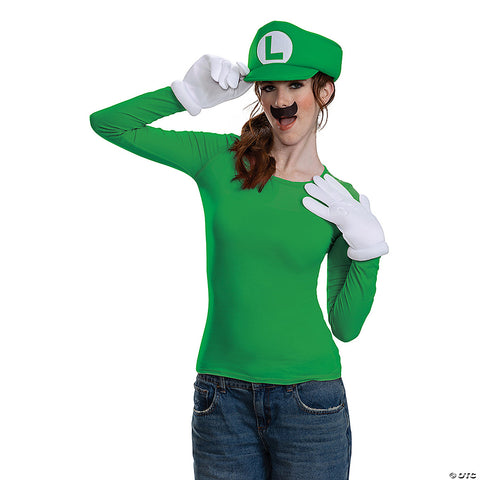 Adults Classic Elevated Super Mario Bros™ Luigi Costume Accessory Kit | Horror-Shop.com