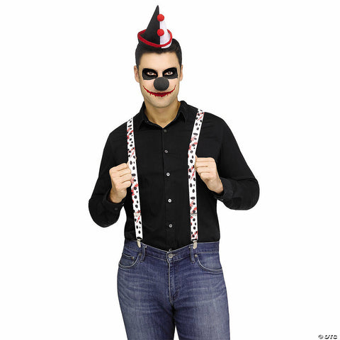 Adults Evil Clown Red, Black & White Suspender Set Costume Accessories