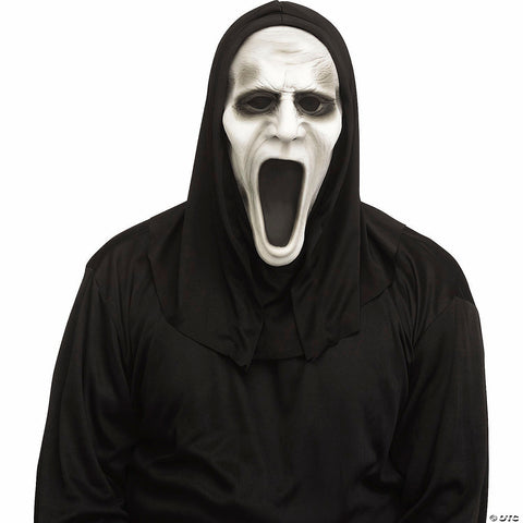 Adults Silent Screamer Half Mask with Attached Black Hood - One Size