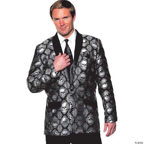 Adult Silver Jacard Skull Jacket