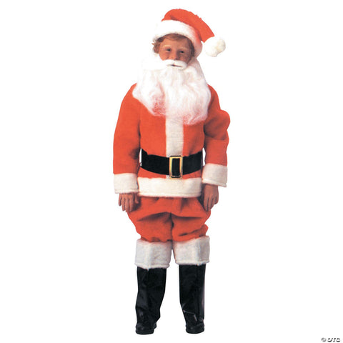 Boy's Red Velvet Santa Suit Costume - Medium