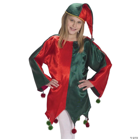 Kids Satin Jingle Elf Costume - Size 4-8