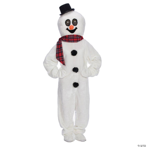 Adults Snowman Suit with Mascot Head-Medium 8-10