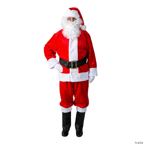 Adult Men’s 10-Piece Deluxe Plush Santa Suit Costume - Large